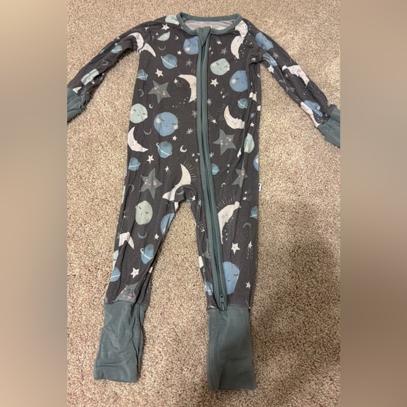 Little Sleepies Gray and Blue Space Footies - Picture 1 of 1